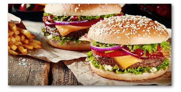 Foto obraz skleněný horizontální Hamburgery osh-74120403