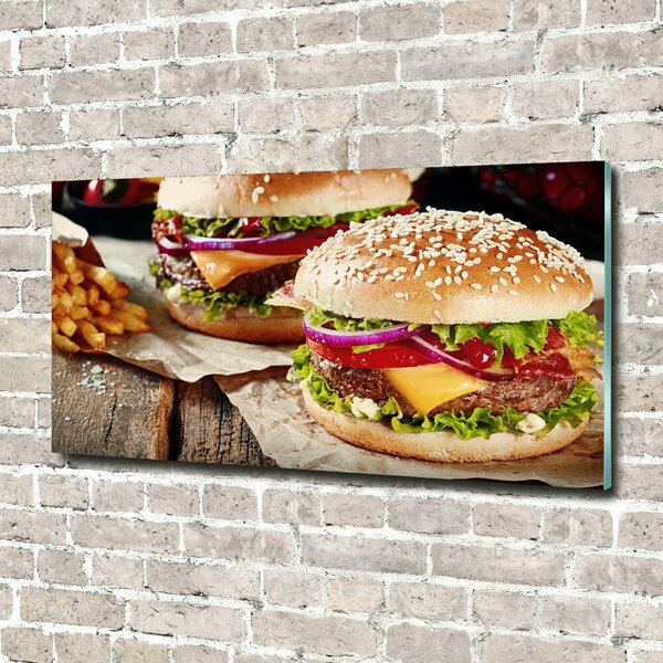 Foto obraz skleněný horizontální Hamburgery osh-74120403