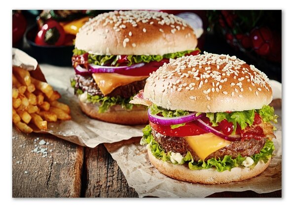 Foto obraz skleněný horizontální Hamburgery osh-74120403