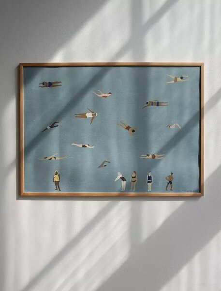 Fine Little Day Plakát Swimmers Blue Rozměr: 70x50 cm