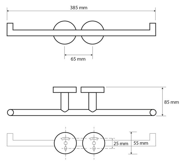 SAPHO - X-ROUND BLACK, dvojitý držák toaletního papíru, černá, XB703