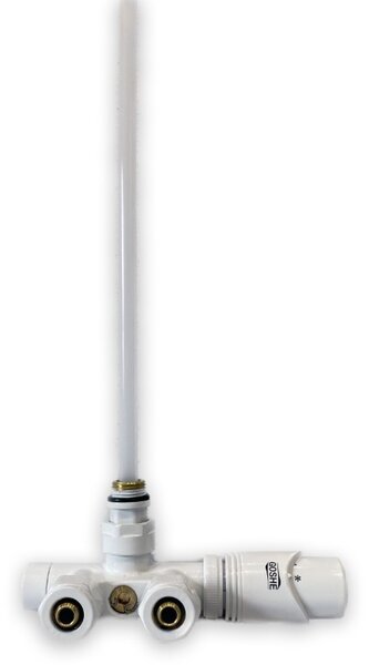 Regnis GOSHE, termostatický úhlový ventil pro radiátor s roztečí 50mm, levý, bílá, 0300.341