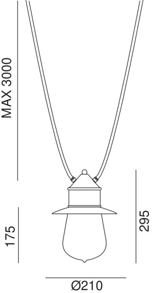 Il Fanale Designové závěsné svítidlo DROP s čepičkou 3000 mm, IP55