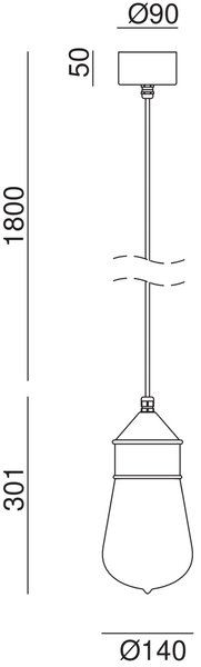 Il Fanale Designové závěsné svítidlo DROP 1800 mm, IP55