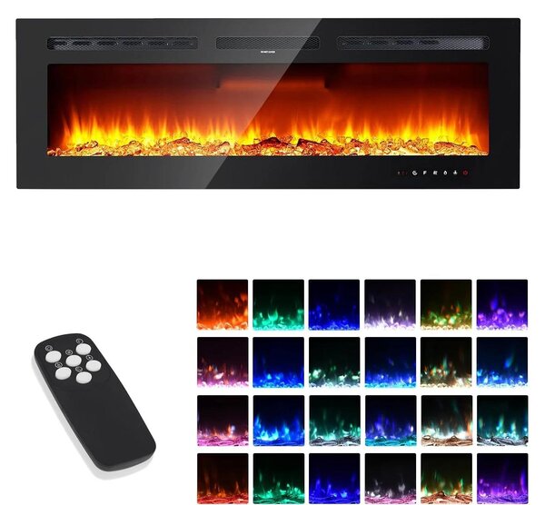 Elektrické krbové topení – nástěnné krbové topení – zdroj tepla a atmosféry – vestavěné krbové topení – digitální krb – 40 palců