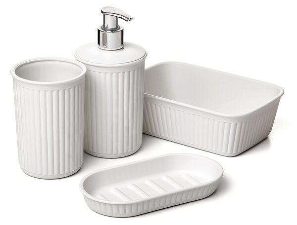 Sada doplňků do koupelny - 4 kusy - Plast - Bez BPA - Minimalistický design