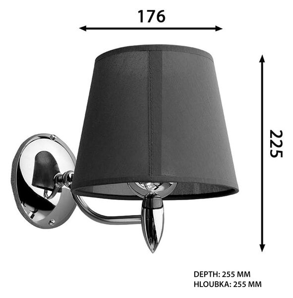 SAPHO - HANBO nástěnné svítidlo E27, 60W, 230V, IP21, chrom, AU526
