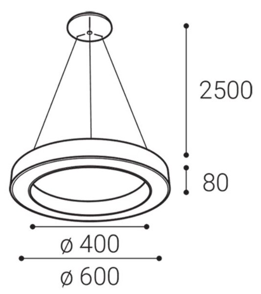 Led2 Závěsné LED svítidlo SATURN SLIM ø 60 cm, 3000/4000K Stmívání, řízení: TRIAC, Barva svítidla: černá
