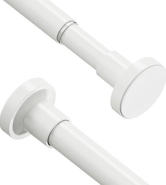 Dvě výsuvné tyče na závěsy - Upevnění stisknutím, bez nutnosti vrtání - Nastavitelná pružina - Bílá barva, délka 46-71 cm - Ideální pro okna, sprchy a koupelny