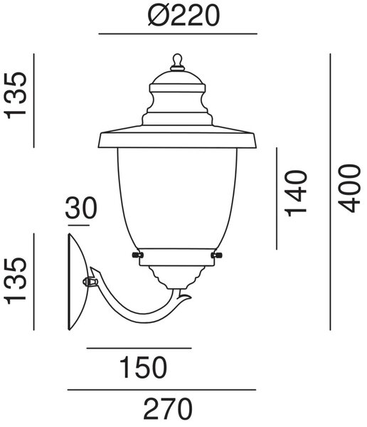 Il Fanale Venkovní retro nástěnné svítidlo VENEZIA ø 220 mm, IP44 Varianty: bublinkové sklo