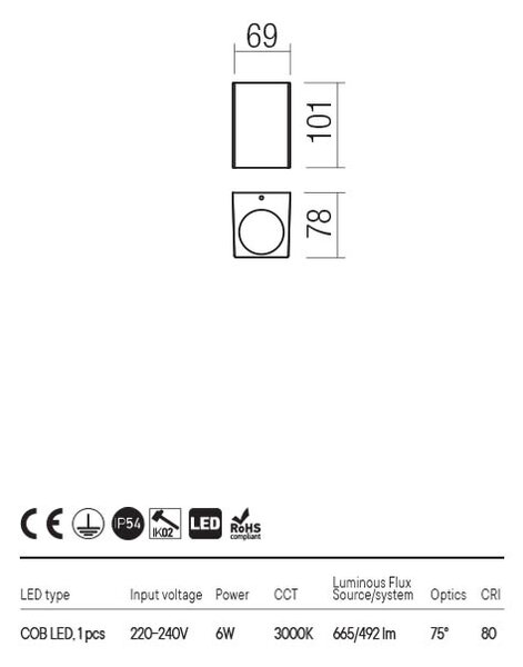 Redo Venkovní LED nástěnné svítidlo BRIO, v:101mm, IP54 Barva: Hnědá