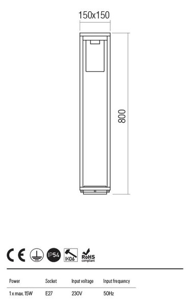 Redo Venkovní sloupkové svítidlo LAGOS, v:80cm Barva: Antracit