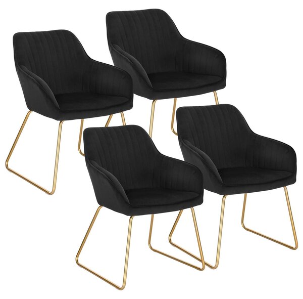 Jídelní židle – sada 4 kusů – sametové potahy – pohodlné židle – kovové nožky – ergonomický design