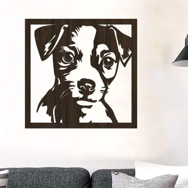 Dřevěná dekorace psa Jack Russell teriér | Rozměry (cm): 40x40 | Zvolte barvu dekoru: Antracitová