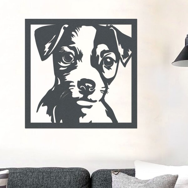 Dřevěná dekorace psa Jack Russell teriér | Rozměry (cm): 40x40 | Zvolte barvu dekoru: Antracitová