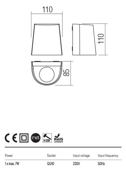 Redo Venkovní nástěnné svítidlo TRON, 1x7W, IP65 Barva: Měděná