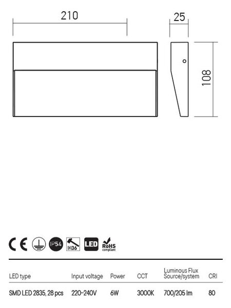 Redo Venkovní LED nástěnné svítidlo Lander, 21cm, IP54 Barva: Bílá