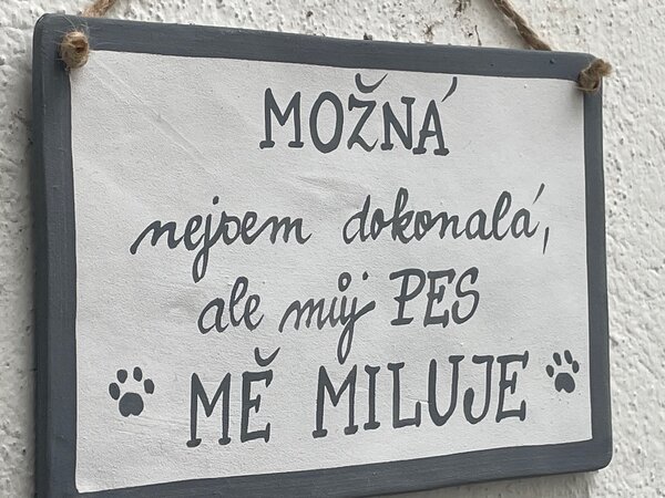 Cedulka pro pejskaře větší Možná nejsem dokonalá... Keramika Andreas