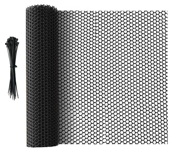 Drátěné oplocení - 10 m x 40 cm - Plast - Černá - Lze stříhat