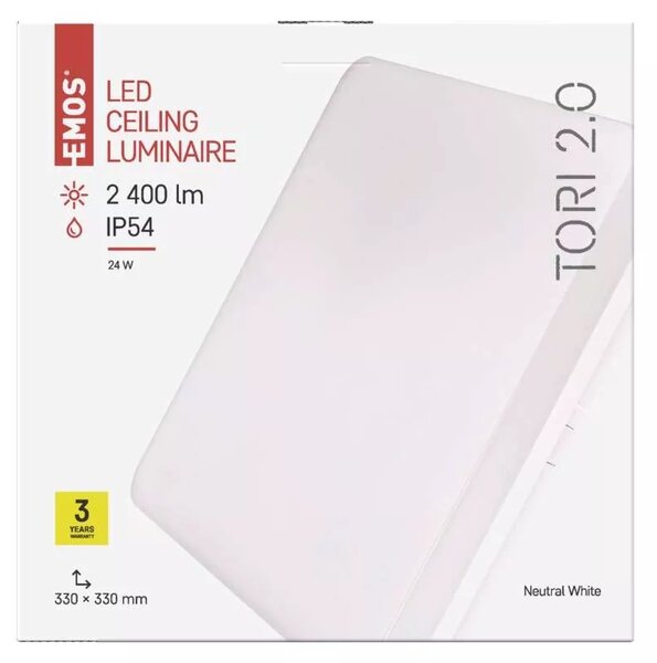 Emos lighting LED přisazené svítidlo TORI, ø 330 mm/d. 330 mm, 24W, IP54 Teplota světla: 4000K - denní bílá, Tvar: Kulaté