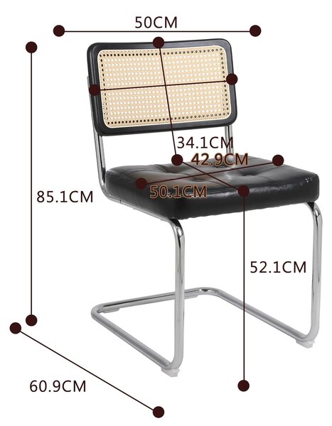 Jídelní židle - Židle - Sedací nábytek - Sedací soupravy - Umělá kůže (PU) - Ergonomický design - Kovové nohy - Sada 2 kusů