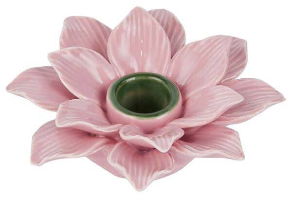 BLOSSOM Svícen na dlouhou svíčku květina - růžová