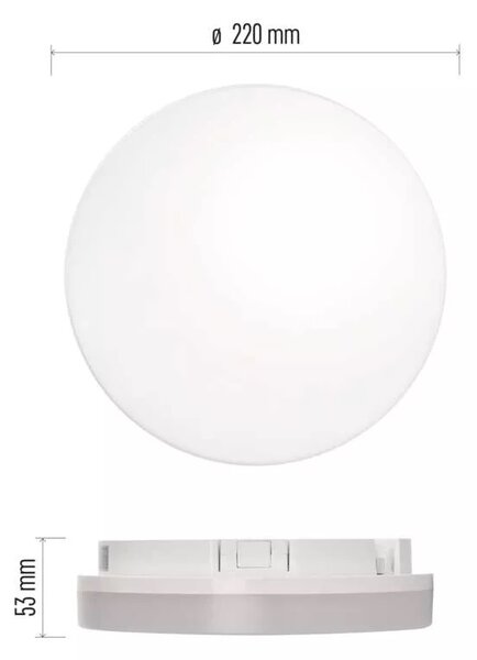 Emos lighting LED přisazené svítidlo TORI, ø 220 mm, 15W, s čidlem, IP54