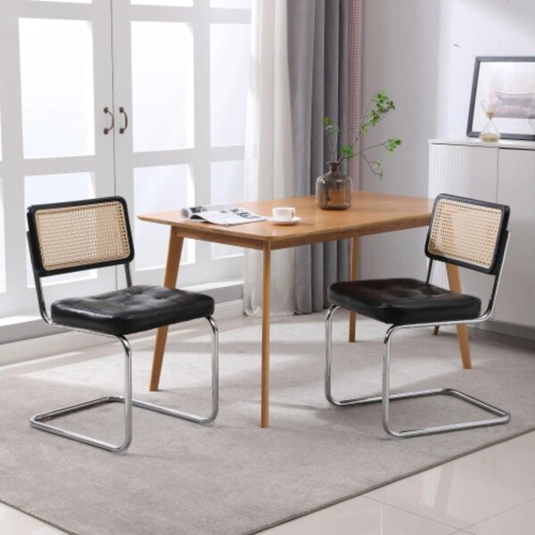 Jídelní židle - Židle - Sedací nábytek - Sedací soupravy - Umělá kůže (PU) - Ergonomický design - Kovové nohy - Sada 2 kusů