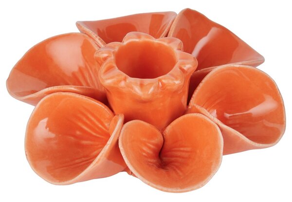 BLOSSOM Svícen na dlouhou svíčku květ - oranžová