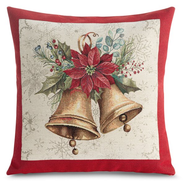 VÁNOČNÍ GOBELÍNOVÁ DEKORAČNÍ POVLAK NA POLŠTÁŘ MERRY 45X45 CM VZOROVANÁ