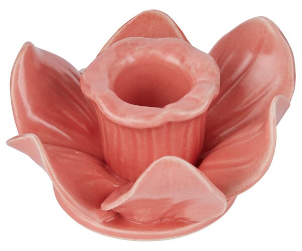 BLOSSOM Svícen na dlouhou svíčku květ - růžová