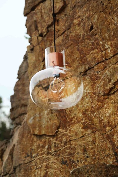 Brokis Závěsné svítidlo Awa Medium, PC1129, ø 31cm Povrch Montury: Měď, Barva skla: Šedá kouřová - transparentní sklo, Povrchová úprava skla: Lesklý povrch skloviny