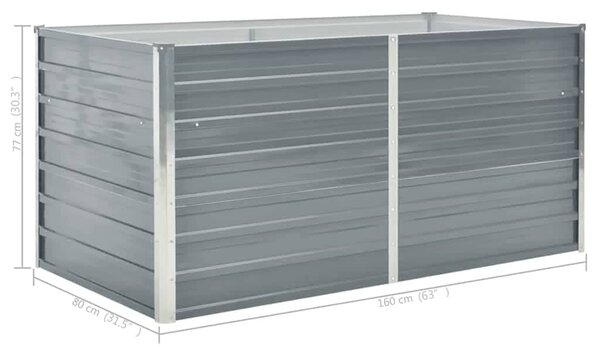 Vyvýšený zahradní truhlík 160x80x77 cm galvanizovaná ocel šedý