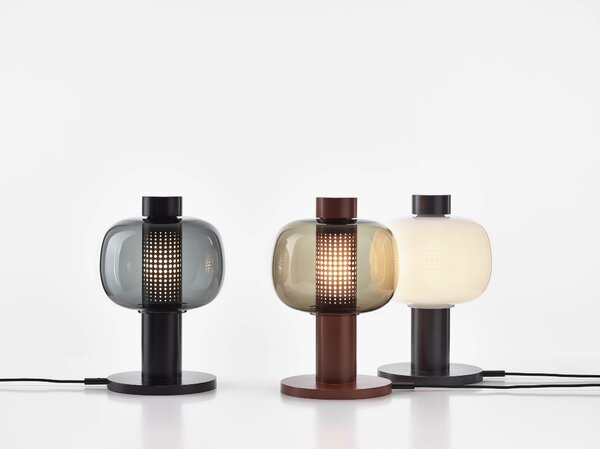 Designová lampa Brokis Bonbori Small PC1164, 1xE27 Stmívání, řízení: TRIAC, Povrch Montury: šedá metalická, Barva skla: Olivová zelená - transparentní sklo