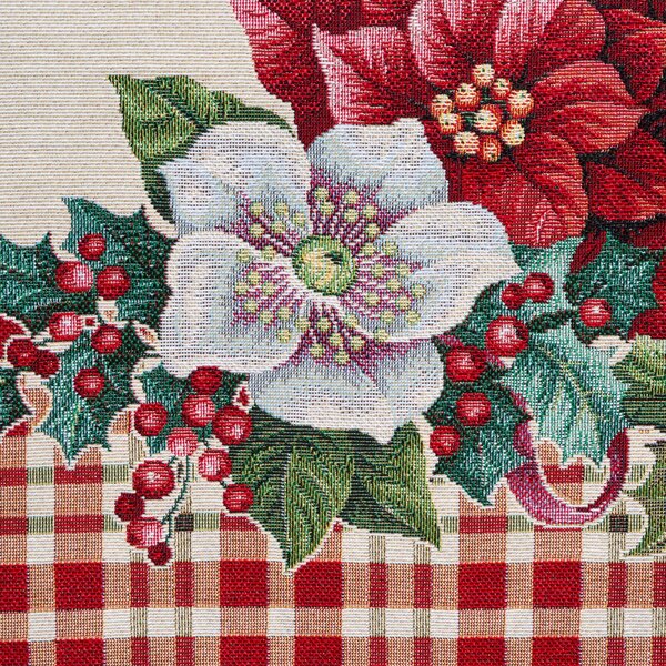 VÁNOČNÍ GOBELÍNOVÝ UBRUS NA STŮL MERRY 100X100 CM VZOROVANÝ