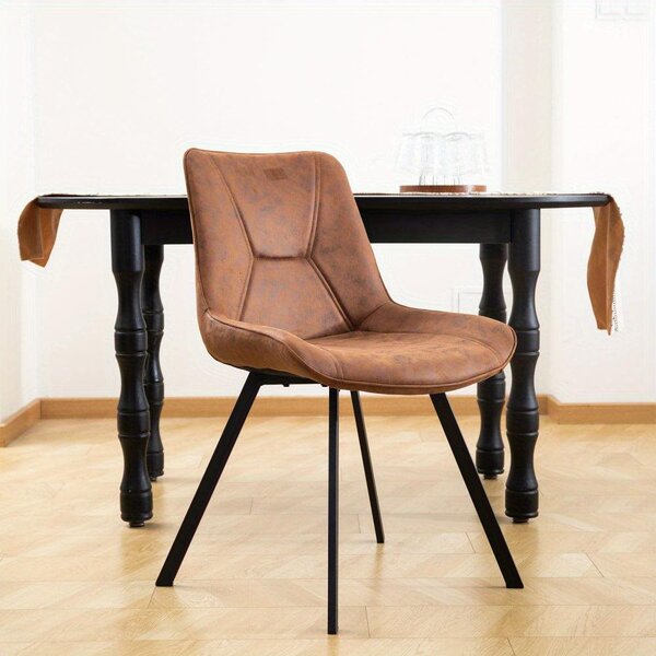 Jídelní židle - Židle - Křeslo - Stolek - Sedací nábytek - Ergonomická opěrka zad - Hnědá potahová látka