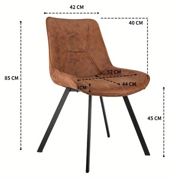 Jídelní židle - Židle - Křeslo - Stolek - Sedací nábytek - Ergonomická opěrka zad - Hnědá potahová látka