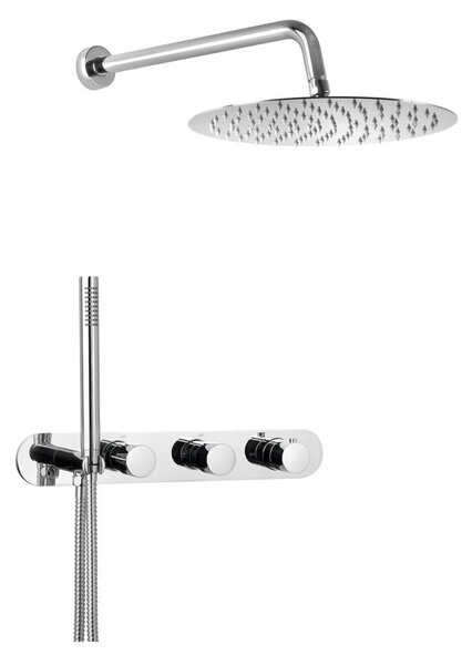 Sapho Sapho, Podomítkový sprchový set s termostatickou baterií a držákem ruční sprchy, 2 výstupy, kulatá, chrom, MB623-02