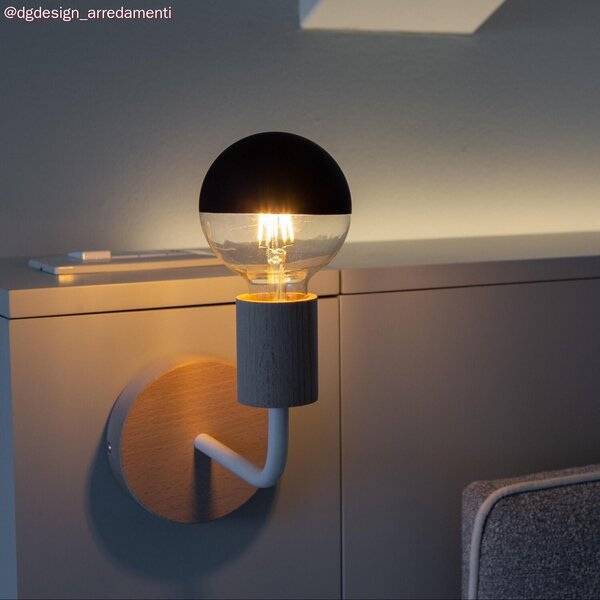 Creative cables Fermaluce scandi, dřevěné nástěnné svítidlo s ohnutou prodlužovací trubičkou bez žárovka neutrální Barva: Bílá