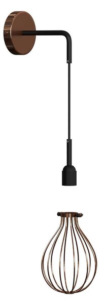 Creative cables Fermaluce urban, kovové nástěnné svítidlo se stínidlem kapka a ohnutou prodlužovací trubičkou Barva: Černá-mosaz