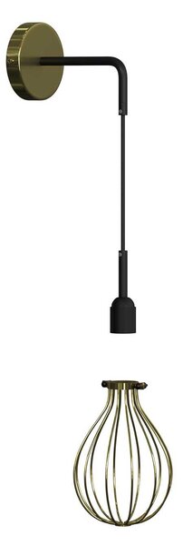 Creative cables Fermaluce urban, kovové nástěnné svítidlo se stínidlem kapka a ohnutou prodlužovací trubičkou Barva: Černá-mosaz