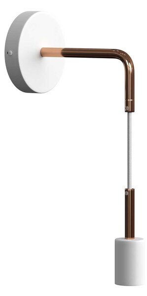 Creative cables Fermaluce glam, kovové nástěnné svítidlo s ohnutou prodlužovací trubičkou a zavěšenou objímkou Barva: Černá-měď
