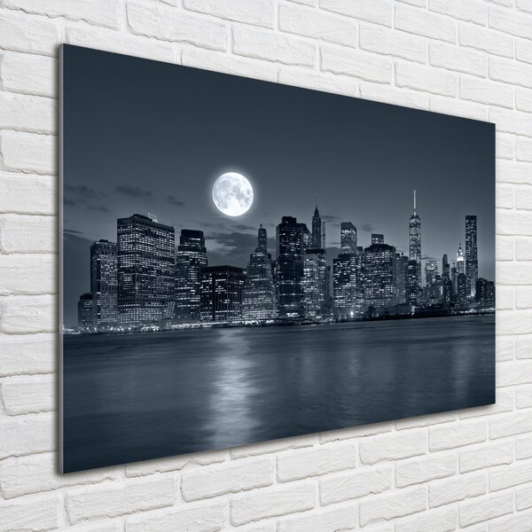 Foto obraz sklo tvrzené New York noc osh-78010897