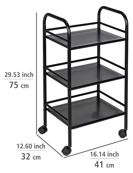 Černý kovový pojízdný regál 41x75 cm – Wenko