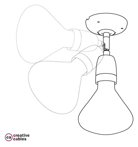 Creative cables Fermaluce 90° monochrome s objímkou E27 se závitem, nastavitelné porcelánové svítidlo Barva: Černá