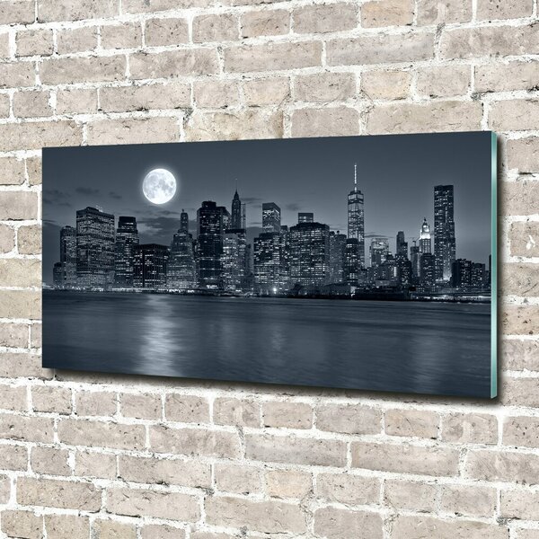 Foto obraz sklo tvrzené New York noc osh-78010897