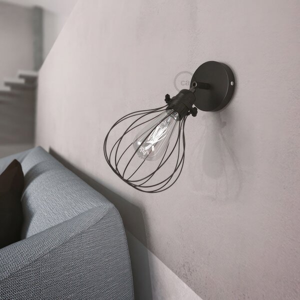 Creative cables Fermaluce metallo 90° urban, anastavitelné kovové nástěnné bodové svítidlo se stínidlem kapka Barva: Černá Perleť