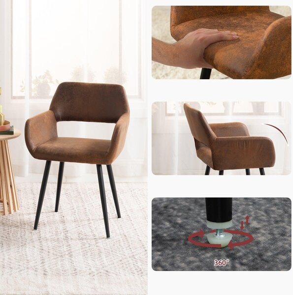 Jídelní židle – křeslo s područkami – retro, industriální design – potah z mikrovlákna – kovový rám
