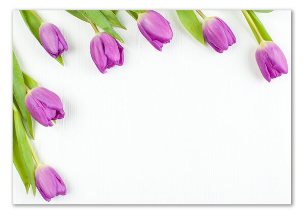 Moderní skleněný obraz z fotografie Fialové tulipány osh-78573099