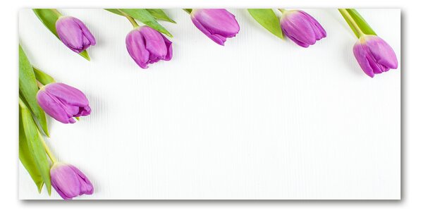 Moderní skleněný obraz z fotografie Fialové tulipány osh-78573099